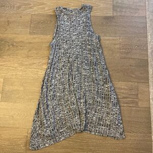 NWOT Anthropologie Maeve Black White Variegated Knit Swing Dress Medium 8 10